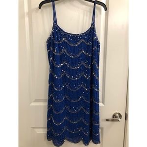 Embellished blue dinner dress (heavily beaded)